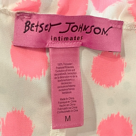 Betsy Johnson Intimates Y2K Ditsy Polka Dot Ruffle Robe | Ivory & Pink |  Medium - Picture 4 of 4